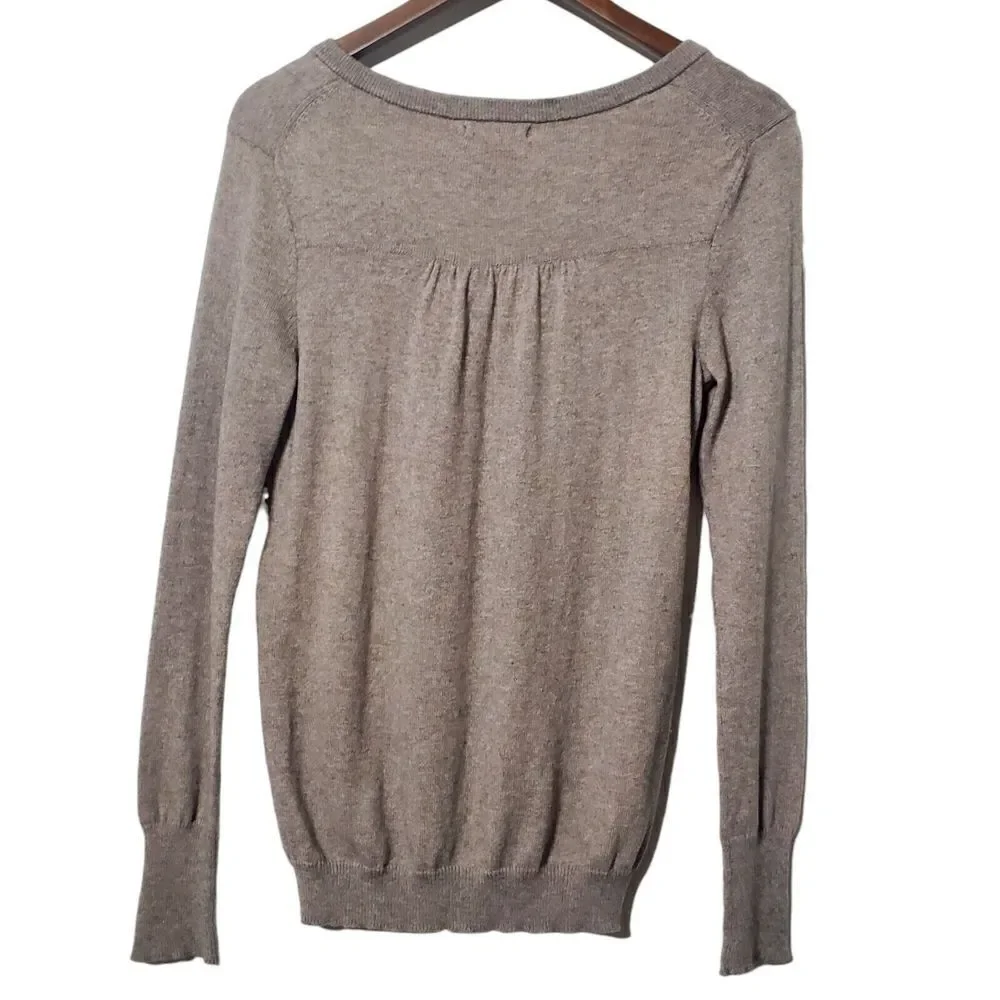 Gap Womens Cashmere Blend Pullover Sweater Size S Tan Longsleeve V-Neck 2000s